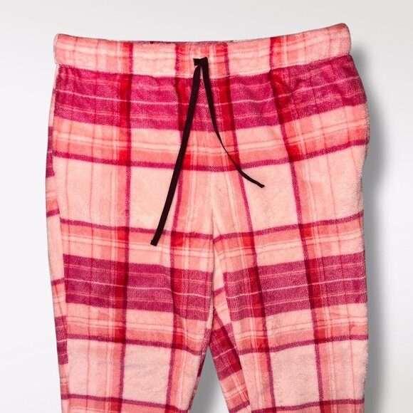 Joyspun Fleece PJ Pants Pink Plaid Joggers Loungewear Size Large - Picture 4 of 8